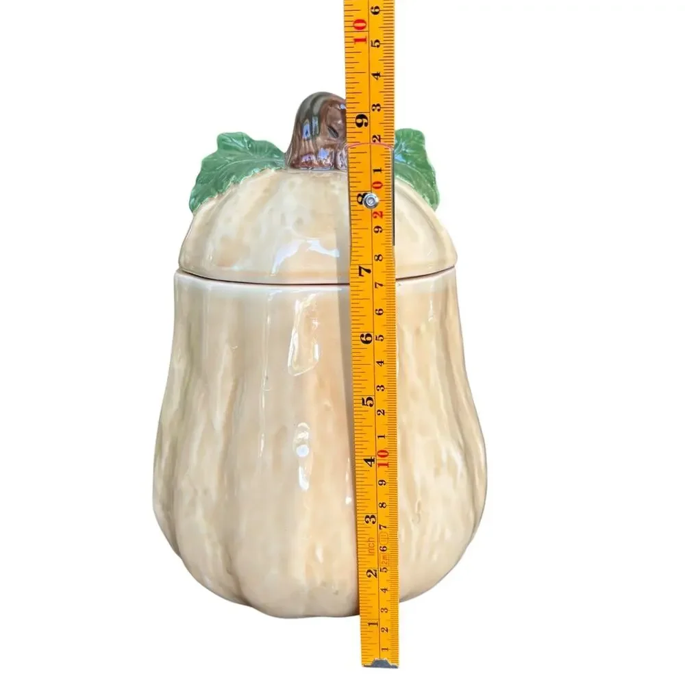 Vintage 1990 H&HD Ceramic Squash Pumpkin Cookie Jar Canister Fall Decor